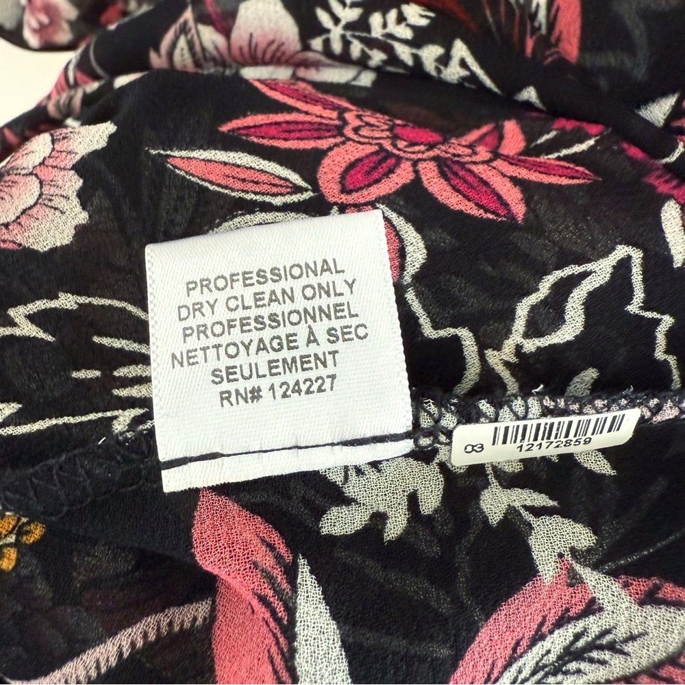 MISA MAYLI BLACK PINK WHITE FLORAL PRINT LONG SLEEVE COLLARED BUTTON UP DRESS - Picture 14 of 17